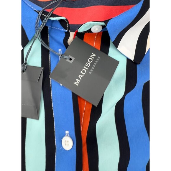 Madison Colorful Striped Button-Up Sleeveless Blouse Women's 3X NWT - Picture 3 of 8